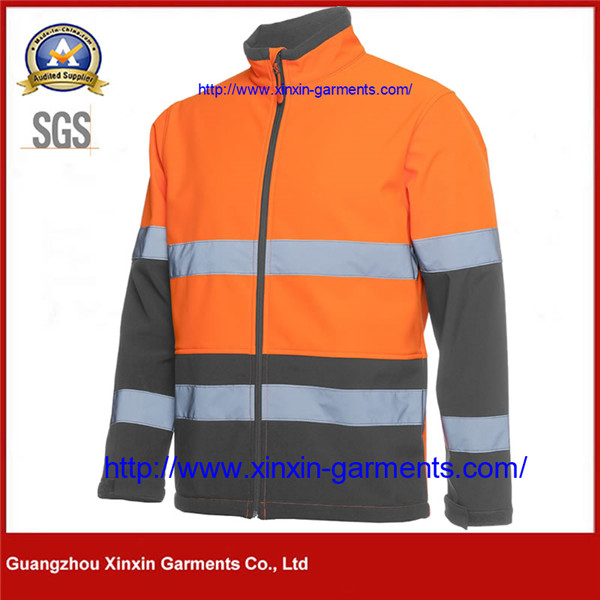 Hi Vis Soft Shell Water Resistant Taped Jacket – Orange/Navy W2422